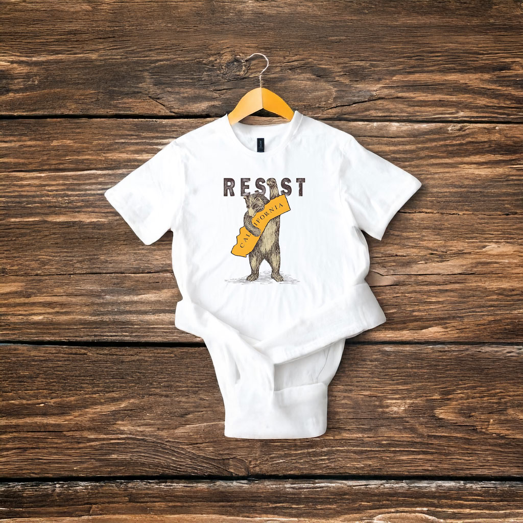 Resist California Bear T-Shirt – Political Protest Shirt – California Activist Tee – Social Justice Statement Apparel – Anti ICE Pro Immigration Protest Shirt