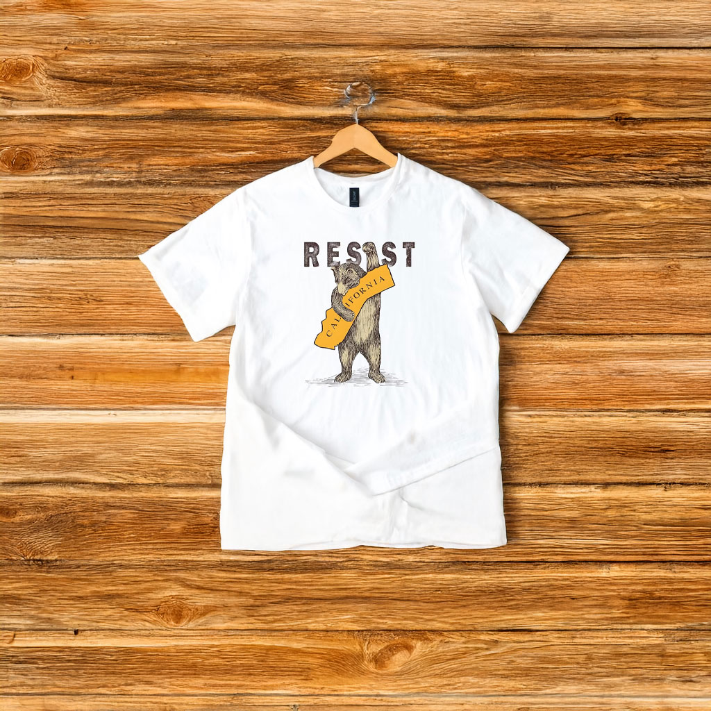 Resist California Bear T-Shirt – Political Protest Shirt – California Activist Tee – Social Justice Statement Apparel – Anti ICE Pro Immigration Protest Shirt