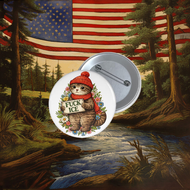 Cute Cat Holding Anti-ICE Pin