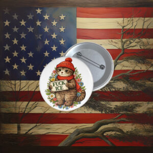 Cute Cat Holding Anti-ICE Pin