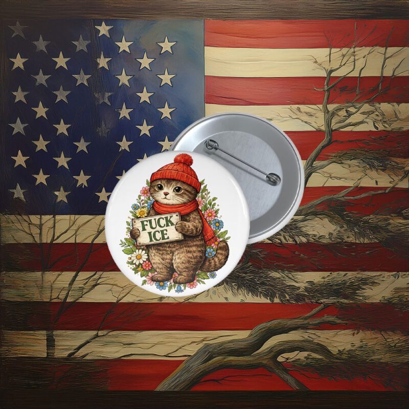 Cute Cat Holding Anti-ICE Pin