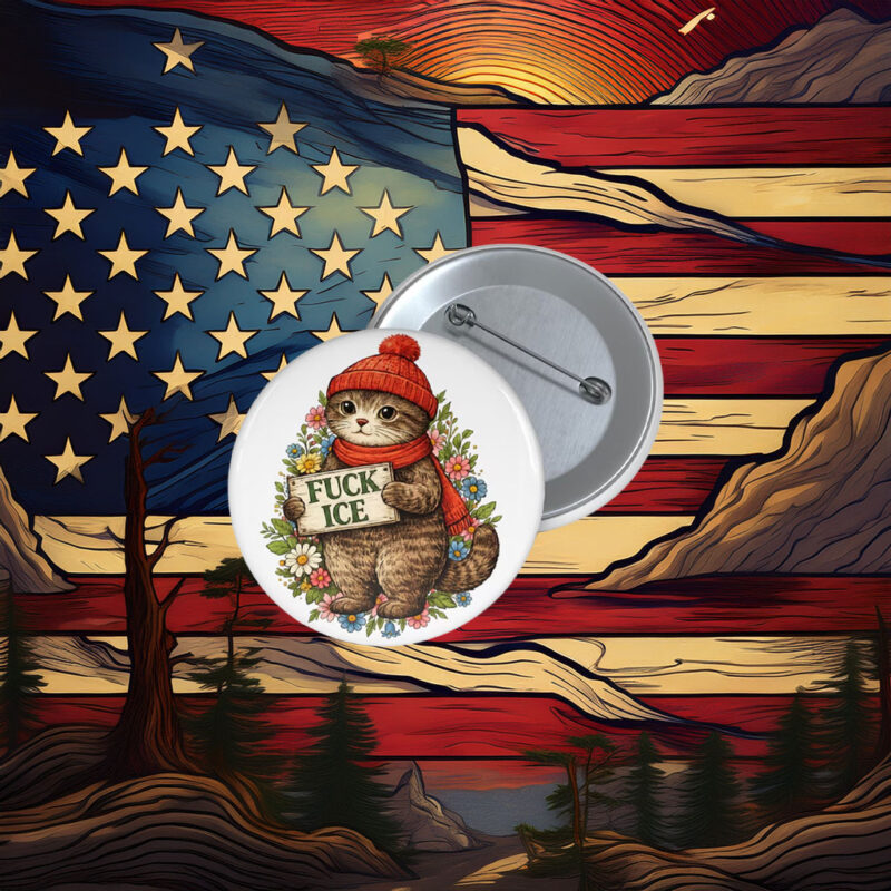 Cute Cat Holding Anti-ICE Pin