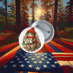 Cute Cat Holding Anti-ICE Pin