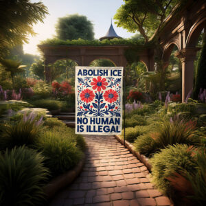 Floral Abolish ICE Garden Flag