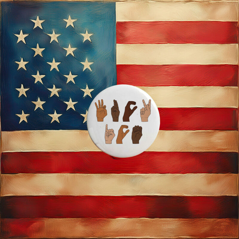 Fuck ICE Hand Sign Pin Button