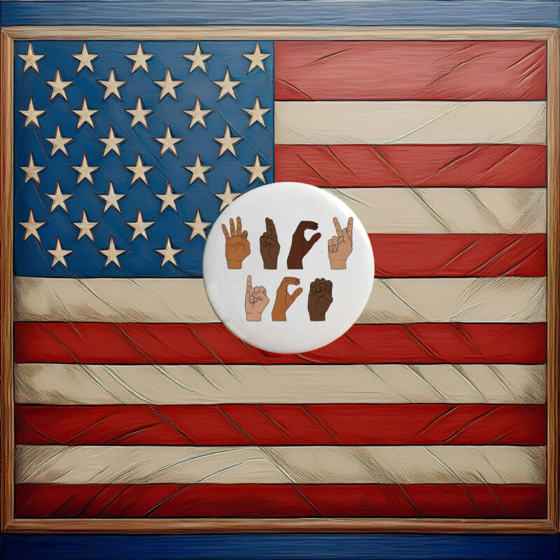 Fuck ICE Hand Sign Pin Button