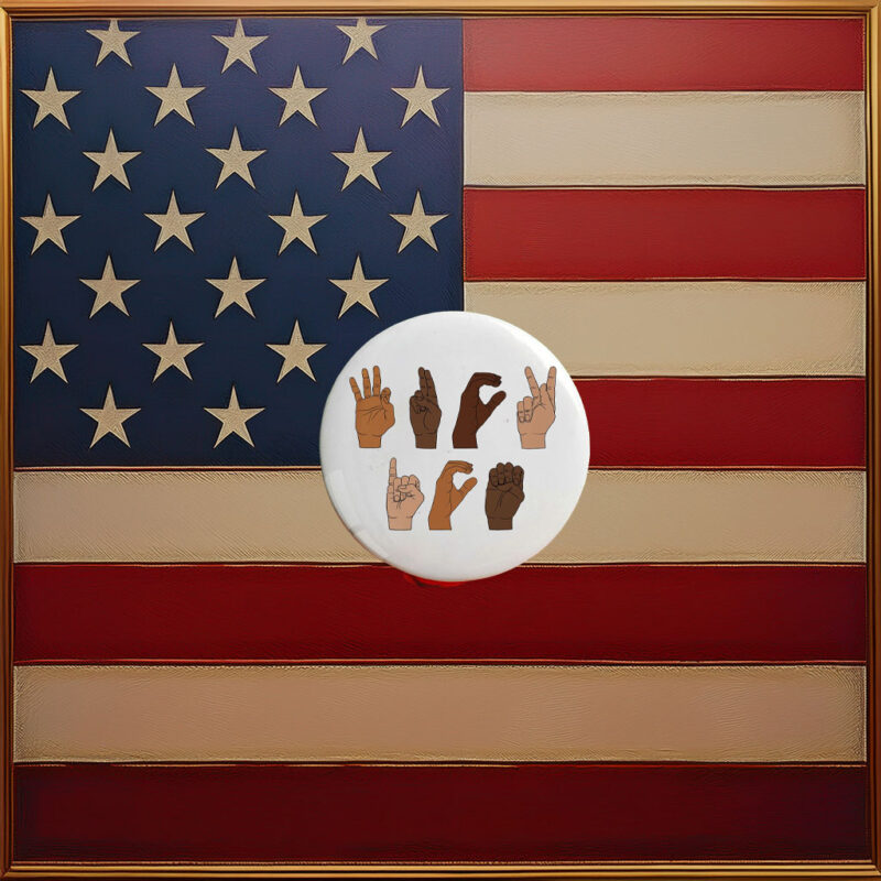 Fuck ICE Hand Sign Pin Button