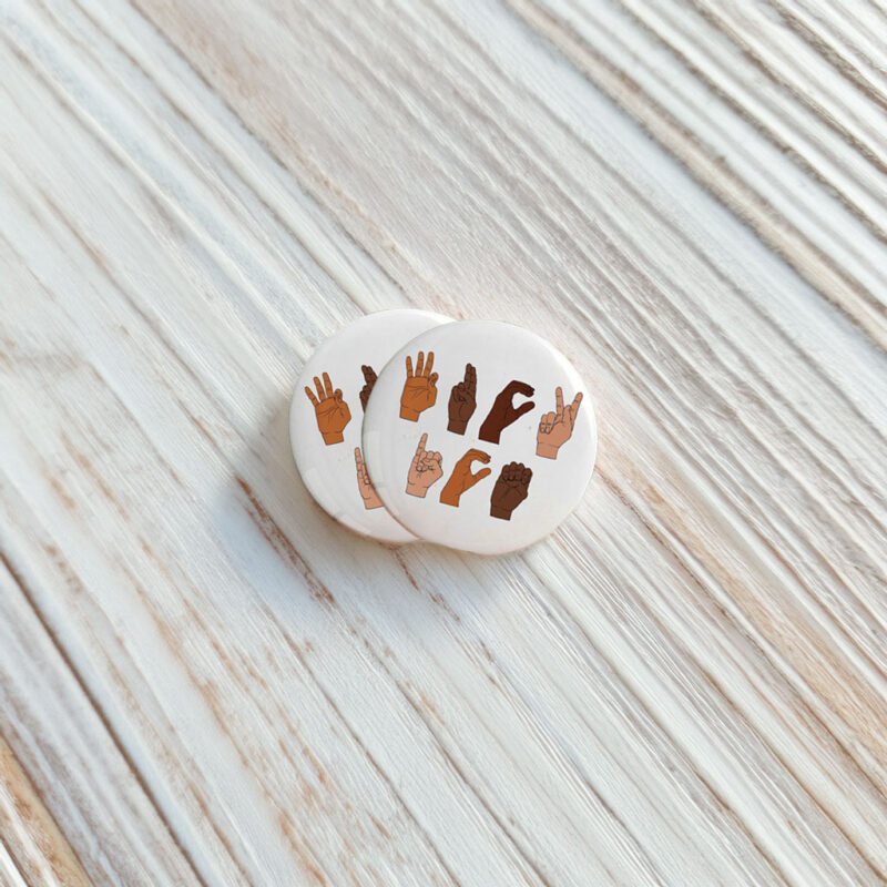 Fuck ICE Hand Sign Pin Button